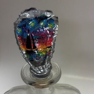 Colorful Sailboat decoupage oyster shell Bottle Stopper wine cork